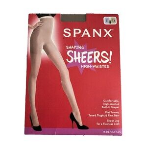 Spanx Shaping Sheers Size E Shade S4 15 Denier Leg High-waisted 195 - 265lbs